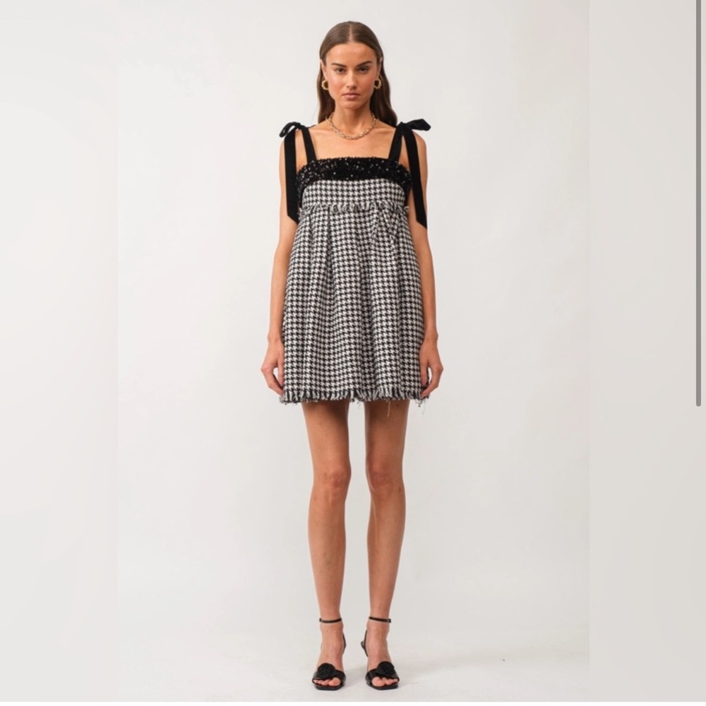NWT - Sofie the Label Houndstooth Printed Tweed Dress - Small
